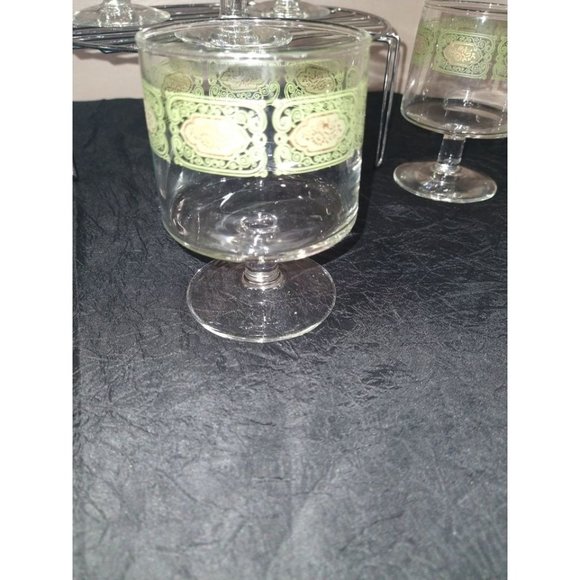 Dining 6 Vintage Green Gold Drinking Glasses Poshmark